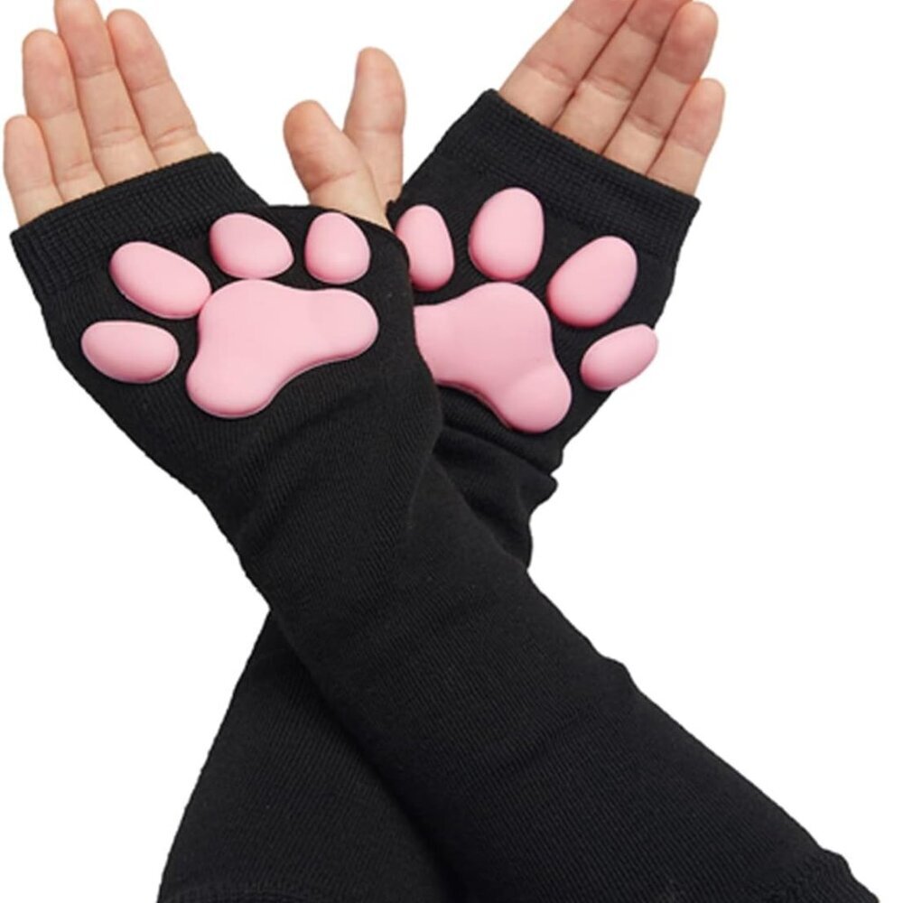 Cute Cat Paw Mittens Gloves, Kawaii Cat Cosplay Kawaii Soft 3D Toes Beans Finger